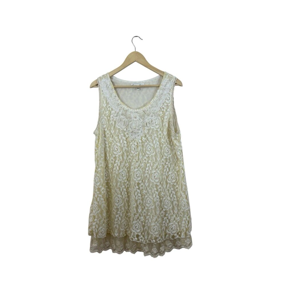 Pretty Angel X-Large Rosette Applique Dress Mini Linen Blend Lace Mini Dress